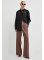Kalhoty Pinko dámské, hnědá barva, jednoduché, high waist, 102890 A1JI
