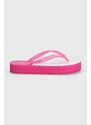 Žabky Calvin Klein Jeans BEACH SANDAL FLATFORM MONOLOGO dámské, růžová barva, na platformě, YW0YW01617