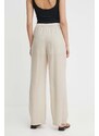 Kalhoty Emporio Armani dámské, béžová barva, jednoduché, high waist, 3D2P93 1NKGZ