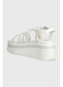 Kožené sandály Tommy Jeans TJW STRAPPY WEDGE SANDAL bílá barva, EN0EN02516