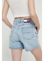 Džínové šortky Tommy Jeans dámské, hladké, high waist, DW0DW17645