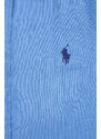 Lněná košile Polo Ralph Lauren tyrkysová barva, regular, s klasickým límcem