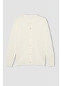 DEFACTO Girl Crew Neck White Cardigan