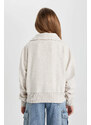 DEFACTO Girl Regular Fit Collar Sleeve Printed Sweatshirt