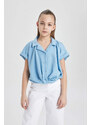 DEFACTO Girl Cotton Short Sleeve Crop Shirt