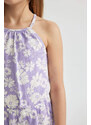 DEFACTO Girl Strappy Floral Cotton Short Jumpsuit