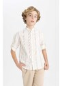 DEFACTO Boy Regular Fit Stand Collar Long Sleeve Shirt