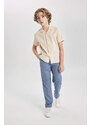 DEFACTO Boy Oversize Fit Polo Neck Waffle Shirt