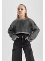 DEFACTO Girl Crop Crew Neck Pullover