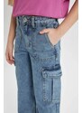 DEFACTO Girl Cargo Fit Wide Leg Jeans