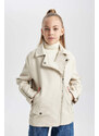 DEFACTO Girl Waterproof Jacket Collar Faux Leather Jacket