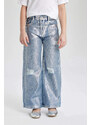 DEFACTO Girl Wide Leg Ripped Detailed Trousers