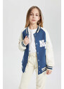 DEFACTO Girl College Collar Thick Soft Lined Bomber Cardigan