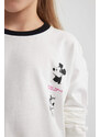 DEFACTO Girl Disney Mickey & Minnie Crop Crew Neck Cotton T-Shirt
