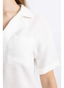 DEFACTO Oversize Fit Pyjamas Collar Short Sleeve Shirt
