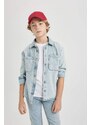 DEFACTO Boy Oversize Fit Polo Neck Jean Shirt