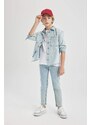 DEFACTO Boy Oversize Fit Polo Neck Jean Shirt