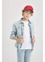 DEFACTO Boy Oversize Fit Polo Neck Jean Shirt