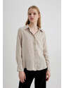 DEFACTO Oversize Fit Shirt Collar linen Long Sleeve Shirt