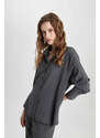 DEFACTO Oversize Fit Shirt Collar Crinkle Fabric Long Sleeve Shirt