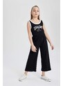 DEFACTO Girl Printed Ribbed Camisole Sleeveless Long Jumpsuit