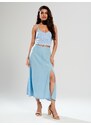 Sinsay - Midi sukně s rozparkem vpředu - světle modrá