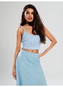 Sinsay - Midi sukně s rozparkem vpředu - světle modrá