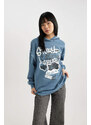 DEFACTO Oversize Fit Printed Hooded Thick Sweatshirt