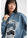 DEFACTO Oversize Fit Printed Hooded Thick Sweatshirt