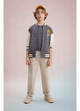 DEFACTO Boy Printed Bomber Collar College Cardigan