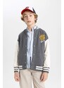 DEFACTO Boy Printed Bomber Collar College Cardigan