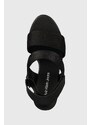Sandály Calvin Klein Jeans WEDGE SANDAL WEBBING IN MR černá barva, YW0YW01360