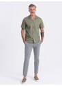 Ombre Clothing Kubánská khaki košile V4 SHSS-0168