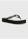 Žabky Calvin Klein Jeans BEACH SANDAL FLATFORM MONOLOGO dámské, černá barva, na platformě, YW0YW01617