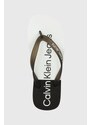 Žabky Calvin Klein Jeans BEACH SANDAL FLATFORM MONOLOGO dámské, černá barva, na platformě, YW0YW01617