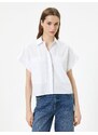 Koton Short Sleeve Poplin Shirt Cuff Collar Pocket Buttoned Cotton