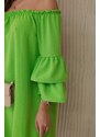 Kesi Španělské šaty s řasením na rukávu jasně zelené barvy
