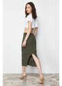 Trendyol Khaki Midi Knitwear Premium Yarn/ Special Yarn Skirt