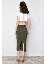 Trendyol Khaki Midi Knitwear Premium Yarn/ Special Yarn Skirt