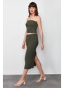 Trendyol Khaki Midi Knitwear Premium Yarn/ Special Yarn Skirt