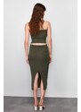 Trendyol Khaki Midi Knitwear Premium Yarn/ Special Yarn Skirt