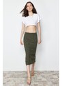 Trendyol Khaki Midi Knitwear Premium Yarn/ Special Yarn Skirt