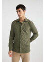 DEFACTO Modern Fit Polo Collar Crinkle Long Sleeve Shirt