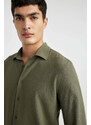 DEFACTO Modern Fit Polo Collar Crinkle Long Sleeve Shirt