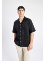 DEFACTO Relax Fit Resort Neck linen Short Sleeve Shirt