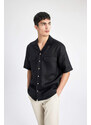 DEFACTO Relax Fit Resort Neck linen Short Sleeve Shirt