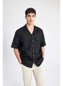 DEFACTO Relax Fit Resort Neck linen Short Sleeve Shirt