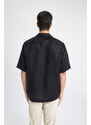 DEFACTO Relax Fit Resort Neck linen Short Sleeve Shirt