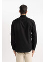 DEFACTO Modern Fit Polo Neck Textured Long Sleeve Shirt