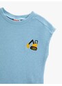 Koton Sleeveless T-Shirt Animal Print Detailed Textured Crew Neck